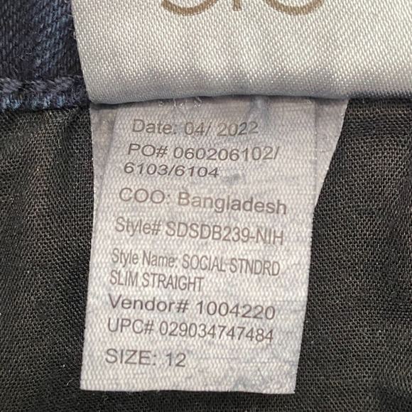 Social Standard by Sanctuary Slim Straight Dark‎ Wash Denim Jeans Womens 12 31 - Picture 9 of 10